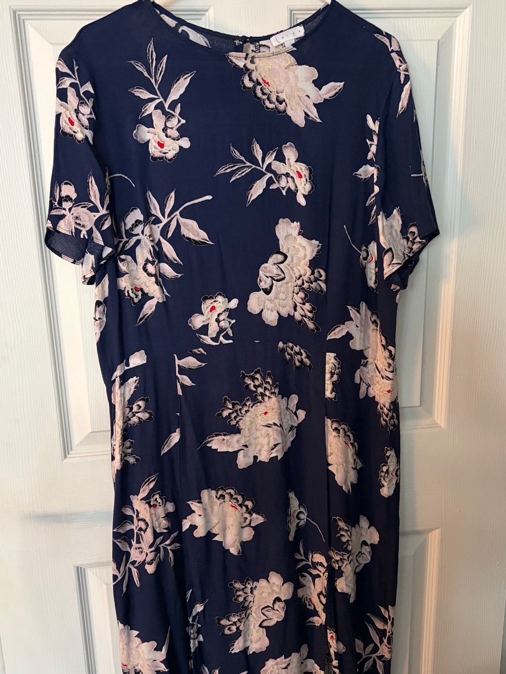 Navy floral midi dress